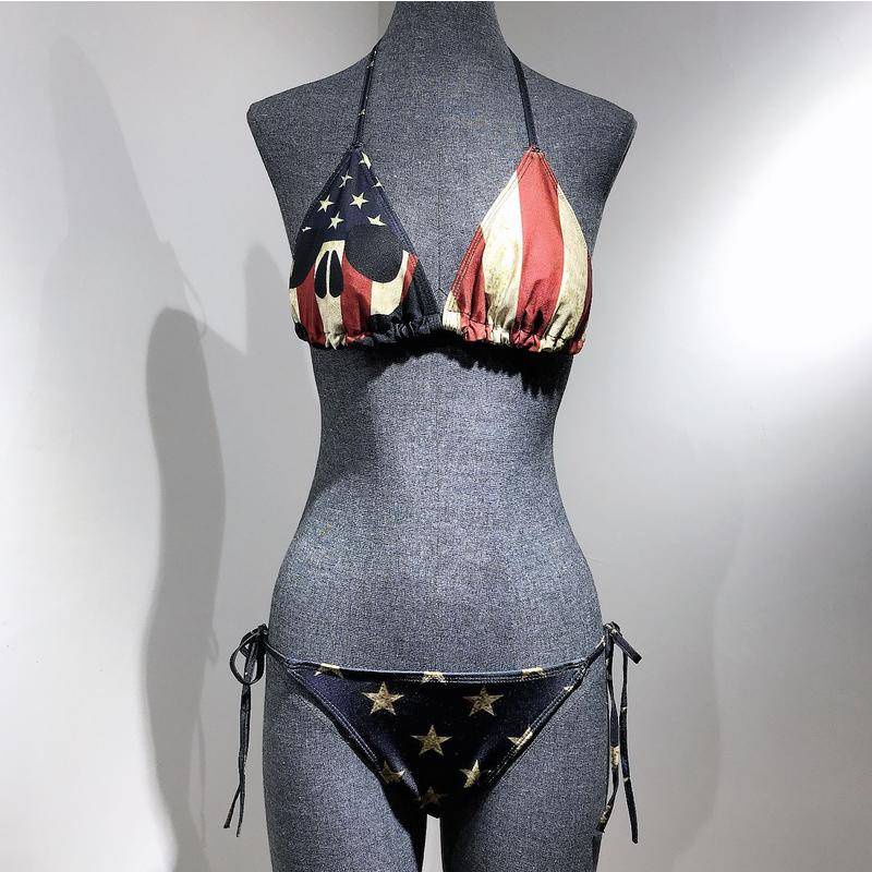 062#Bộ Đồ Bơi Bikini Hình Cờ Mỹ Quyến Rũ