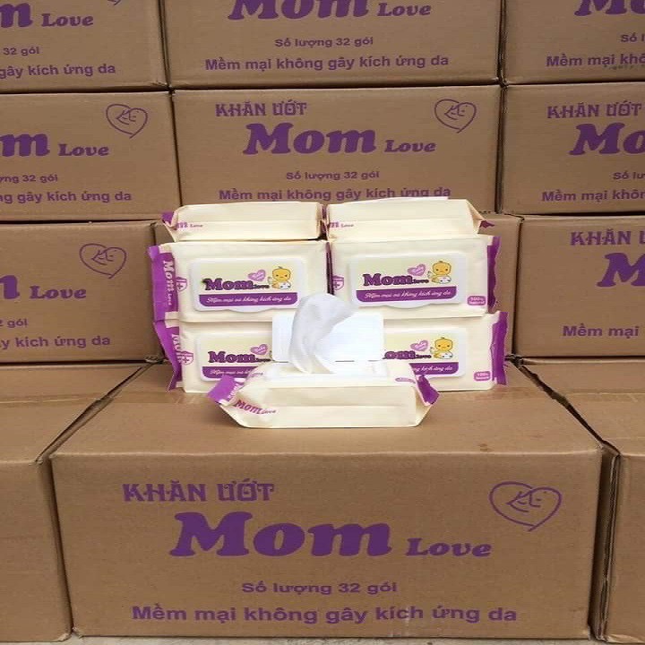 Gói khăn ướt Mom Love dùng cho các bé - An toàn, không mùi, không gây kích ứng da