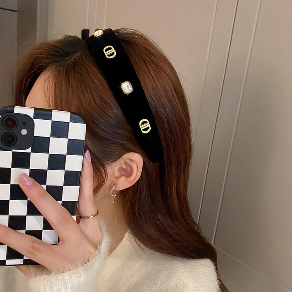 ANEMONE Băng Đô Cài Tóc Màu Đỏ In Chữ D Kiểu Vintage Dễ Thương