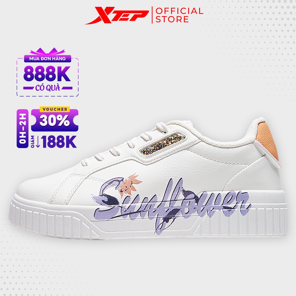 Giày sneaker nữ Xtep chính hãng, đế bằng hoạ tiết xinh xắn, dễ phối đồ, đế giày mềm mại 979118316765