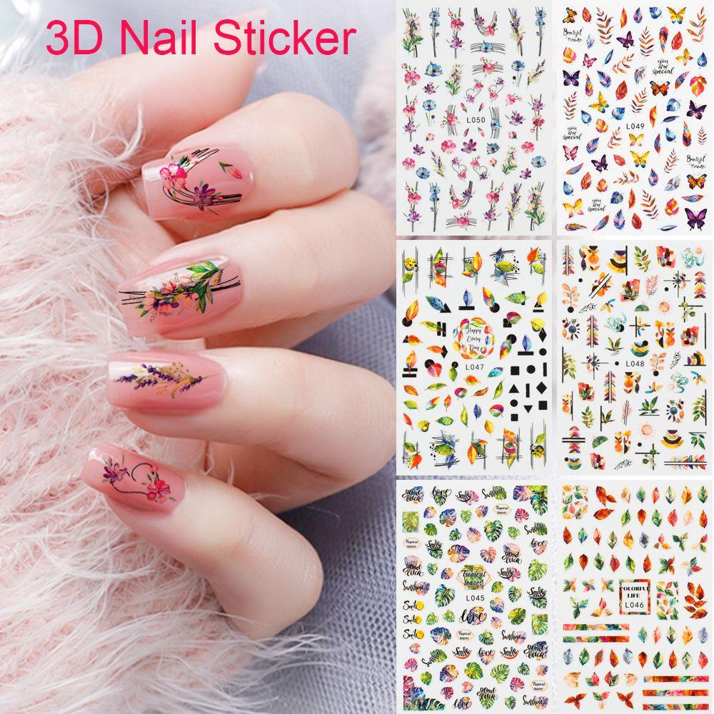 XIANTIN Miếng Dán Móng Tay 3D Hình Hoa Hồng Lá Cực Quang Lấp Lánh