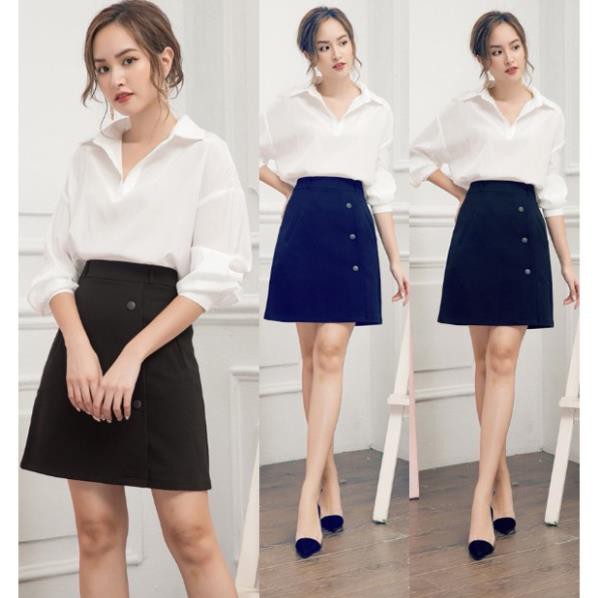 [Sale 50%]  [CAO CẤP] Chân váy xòe chữ A phối nút CV04 [HÀNG XUẤT NHẬT-HÀN QUỐC]  [Xuất Khẩu] | BigBuy360 - bigbuy360.vn