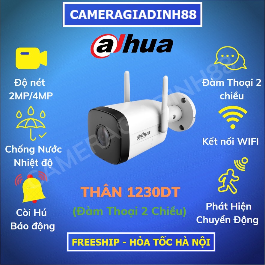 Camera WiFi Dahua Ngoài Trời IPC- 1230DT - STW 2MP 4MP 2K IMOU Đàm Thoại 2 Chiều, Tên Miền free, Nén H265, Chính Hãng