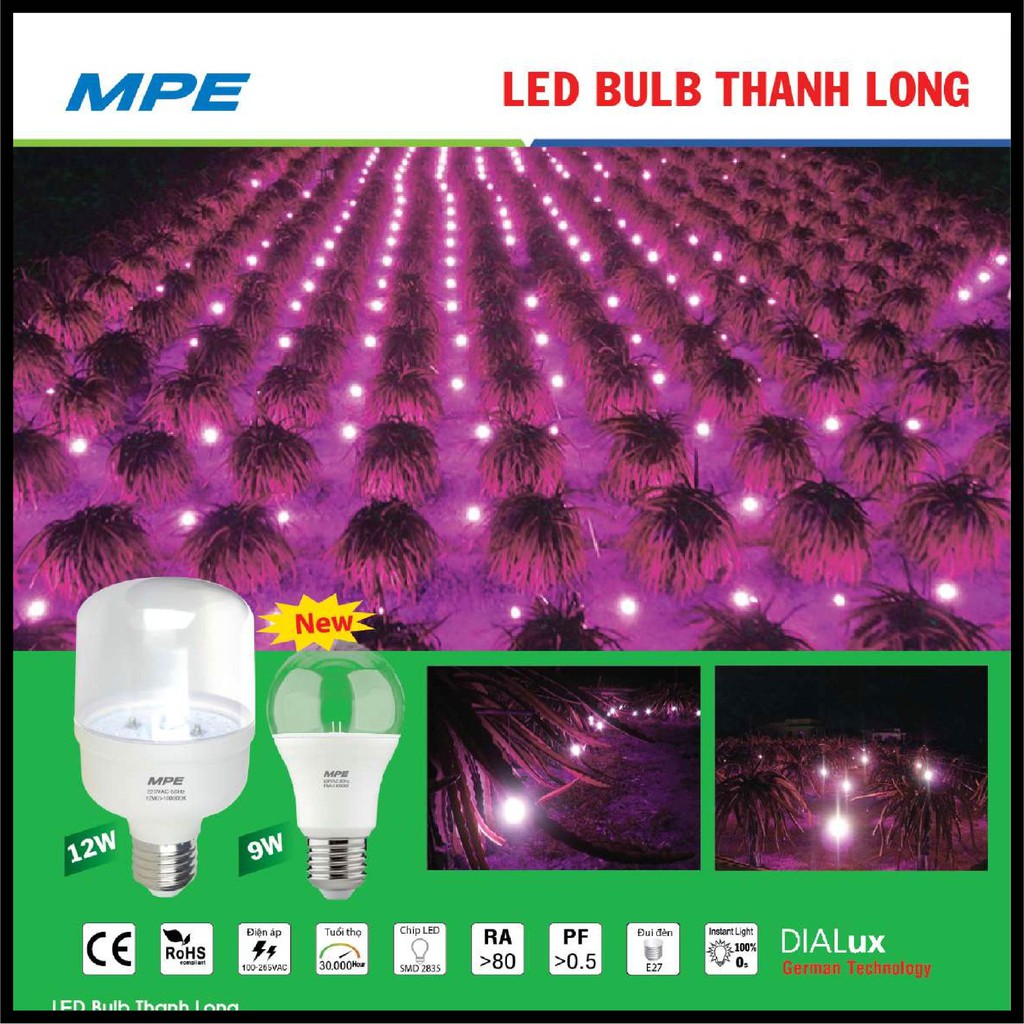 [𝐌𝐏𝐄] Bóng LED Bulb DRAGON FRUIT LBF-9 & 12 Thanh Long (cường độ giúp Cây trồng có năng suất Quang Hợp cao và Tốt hơn)