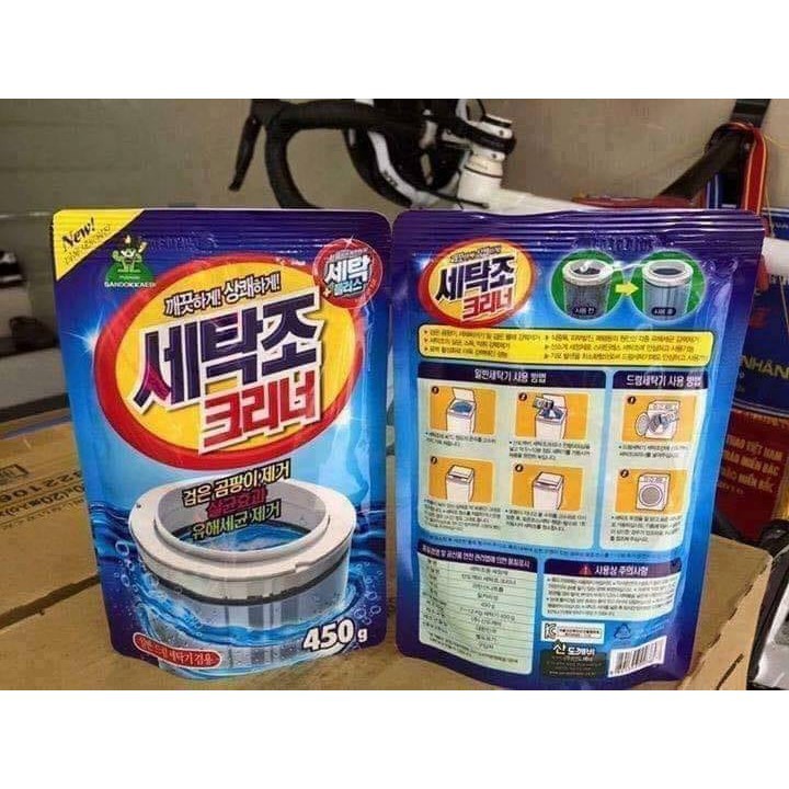 Vệ Sinh Máy Giặt, Bột Tẩy Lồng Máy Giặt Hàn Quốc Gói 450G - Siêu Tiện Dụng Dành Cho Máy Giặt Hàng loại 1