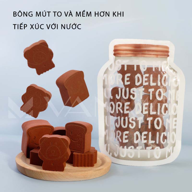 Set 6 Bông Phấn Trang Điểm Hình Gấu Và Bánh Mì Siêu Dễ Thương Độ Mềm Mịn Cao Che Lấp Khuyết Điểm Hiệu Quả