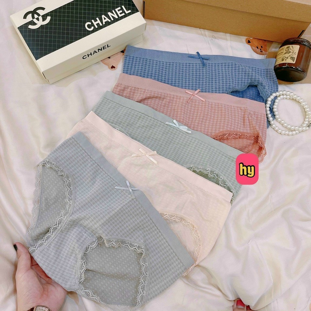 Quần Lót Nữ 💖FREESHIP💖 Quần Lót Cotton Muối Tiêu Kẻ Caro Kháng Khuẩn Viền Ren Đính Nơ Dễ Thương | BigBuy360 - bigbuy360.vn