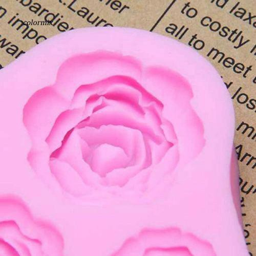 Khuôn làm bánh kẹo chocolate bằng silicon dập nổi 4 hoa hồng với cỡ khác nhau DIY kích thước 7.5x7x1.8cm