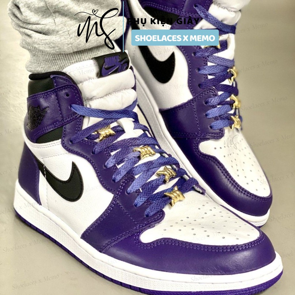 [Tặng Kèm Đầu Dây Giày] Dây Giày Loang Tie Dye Purple,Dây Giày Phong Cách Vintage cho AIR JORDAN 1