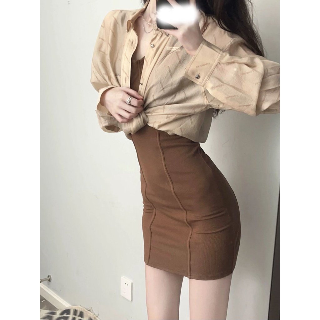 Set Áo Cardigan Form Rộng + Chân Váy Lưng Cao Thời Trang Mùa Hè Phong Cách Mới Cho Nữ