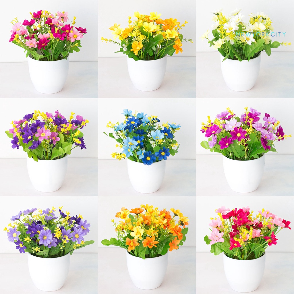 Chậu Cây Bonsai Giả Bằng Nhựa Nhiều Màu Sắc Tươi Tắn Để Bàn Trang Trí Văn Phòng Fl