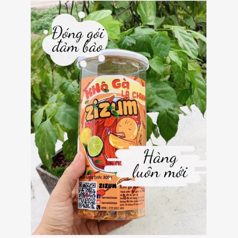 Khô gà lá chanh 280g, 100g ZiZum , Món ngon đồ ăn vặt Hà Nội, hũ pet siêu đẹp, đặc sản không béo, mới nhất và lạ mệng