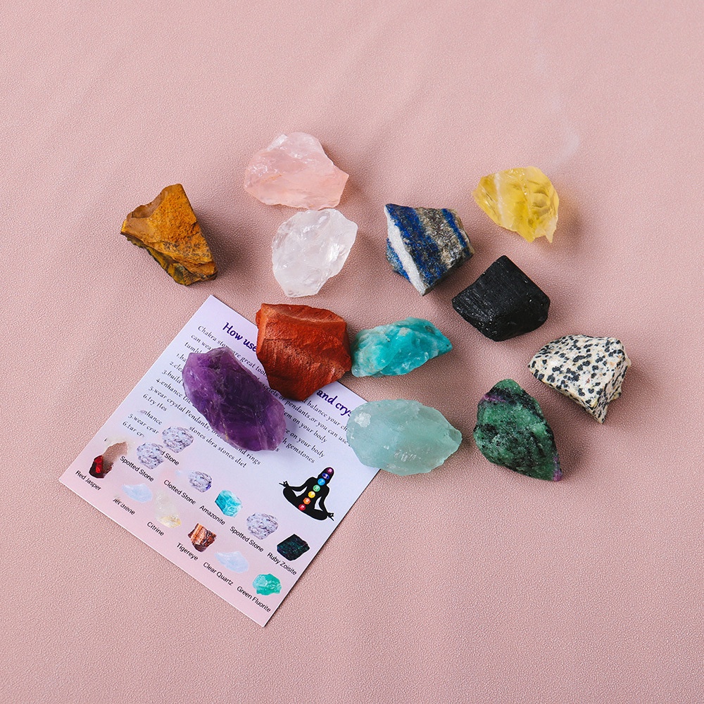 Hộp 12 Đá Thô Thanh Tẩy Chakra Tamilagon Size 2 Cm DA79