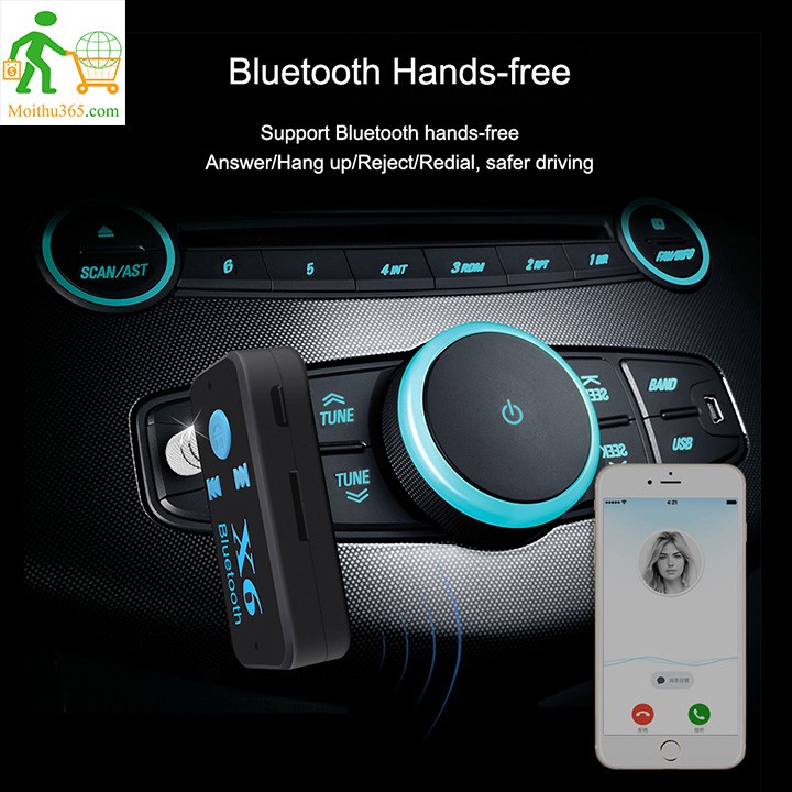 Thiết bị nghe nhạc bluetooth X6 hỗ trợ đàm thoại rảnh tay trên xe hơi