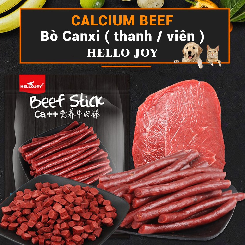 Thanh thịt bò bổ sung Canxi cho chó Hello Joy (thanh/viên) (500gr/túi) Bánh thưởng cho chó mèo thú cưng