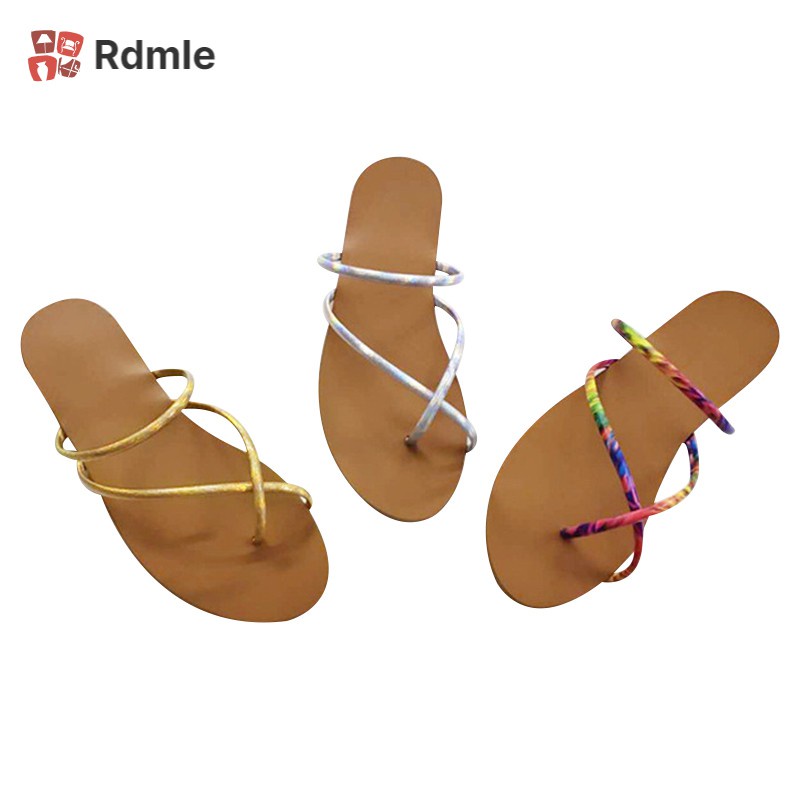 [COD]# RDMLE Women Summer Casual Flat Toe Beach Sandals Slippers Slip-on Flip Flop Shoes