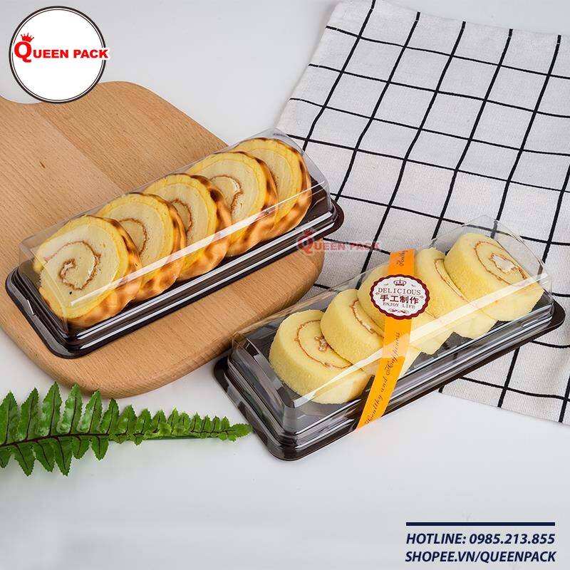 [QP-B033] SỈ 100 Hộp Nhựa Đựng Bánh Xếp Dáng Bậc Thang Kèm Nắp PET Trong Cao Cấp