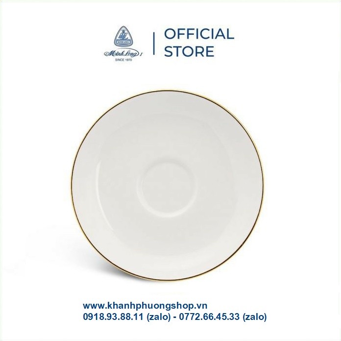 Bộ ấm trà sứ trắng Minh Long viền vàng - bộ ấm trà sứ minh long trắng viền vàng