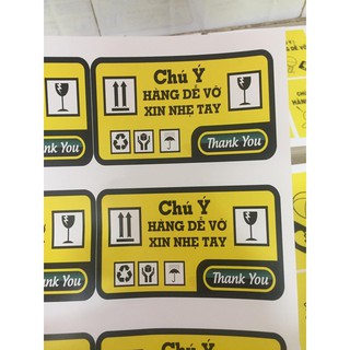 10 miếng Decal Cảnh Báo Hàng Dễ Vỡ 4 Và 8 Miếng Trong Khổ A4