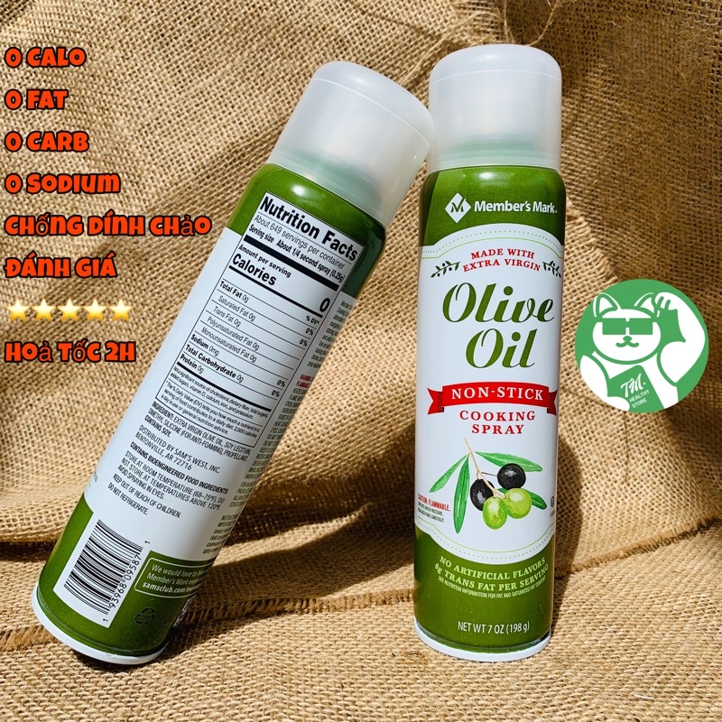 Dầu xịt ăn kiêng 0 Calo Olive Oil Member's Mark - 7 oz ( khoảng 700 lần xịt )