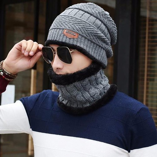 Set mũ len kèm khăn ống lót lông Nam, Nữ - Qùa tặng dành cho Ông, Bà, Bố Mẹ