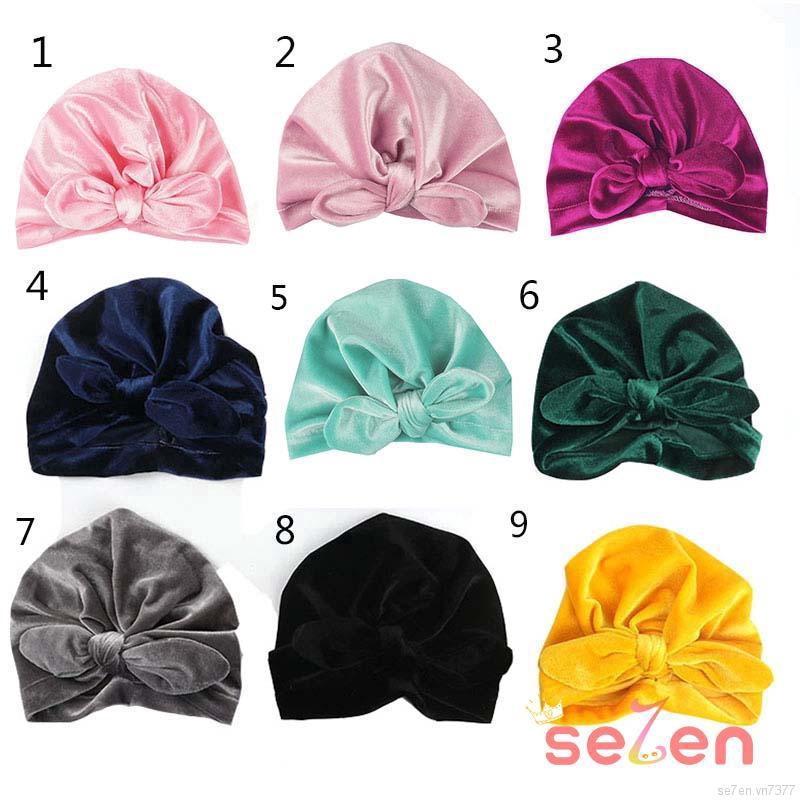 Mũ vải trùm đầu thắt nút mềm mại cho bé