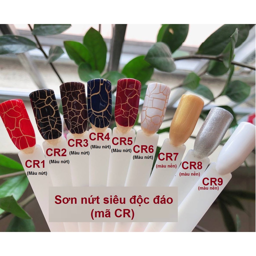 Sơn Gel Nứt AS cao cấp, sét 9 chai, 6 màu nứt độc lạ, 3 màu nền dễ phối màu  (mã CR)_Chai đen 15ml