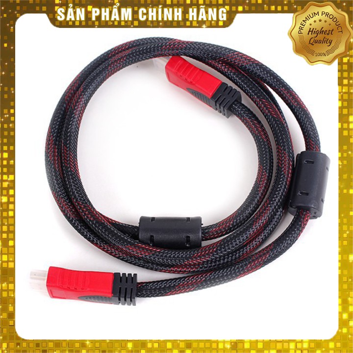 Dây cáp HDMI tròn 3m (Xả Kho) Dây cáp hdmi bọc dù bền bỉ chống nước dẻo dai (Đen phối đỏ).DHT4