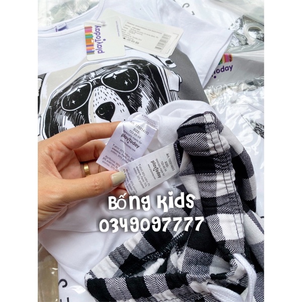 Bộ PJ Bé Trai Gấu Kẻ Ô Đen Trắng playToday