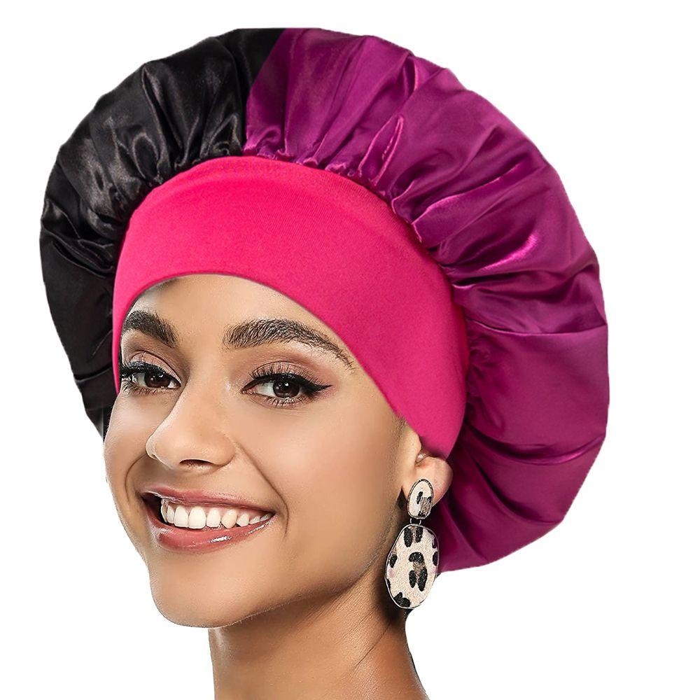 Qqmall Khăn Tắm Turban Lụa Satin Ghép Mảnh Thanh Lịch Vintage Hàn Quốc Cho Nữ