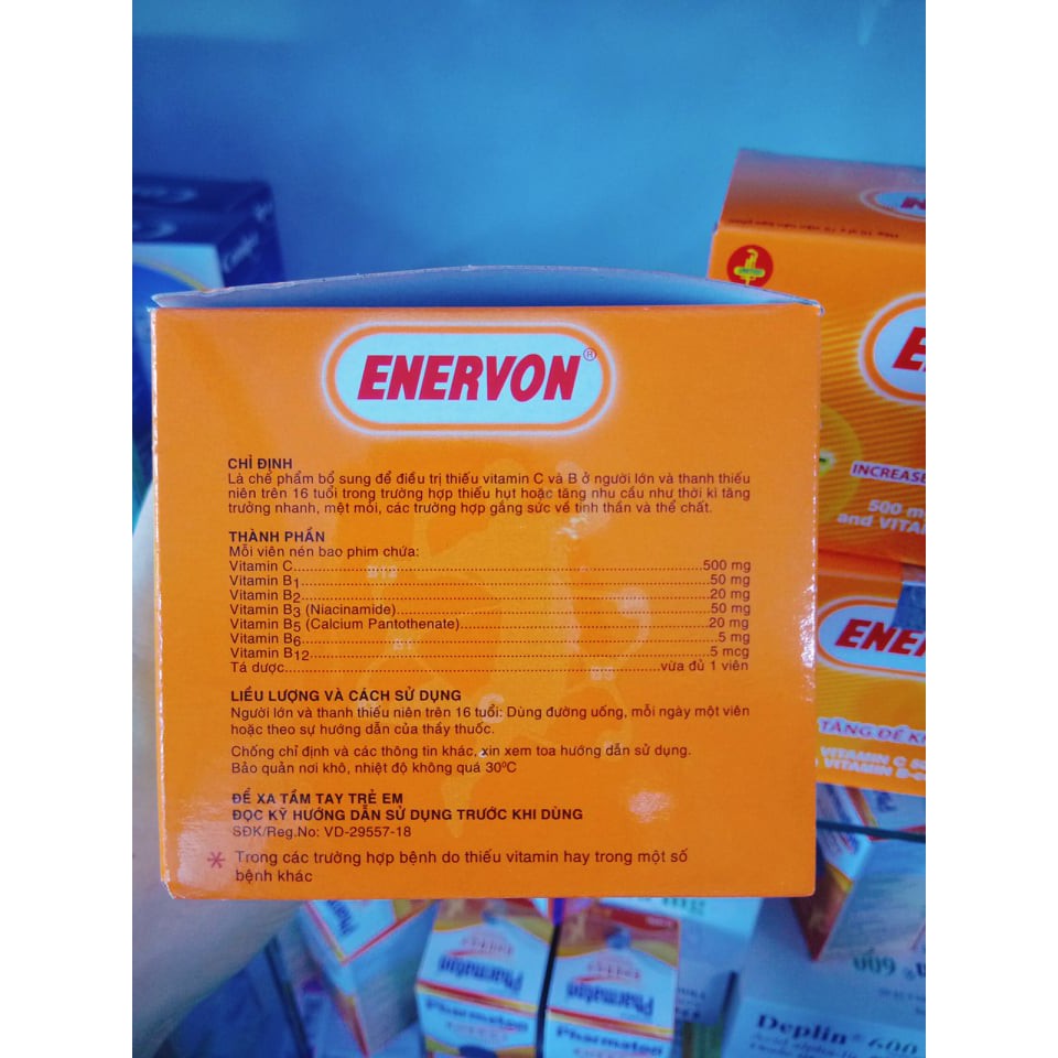 VIÊN UỐNG ENERVON C - TĂNG ĐỀ KHÁNG - BỔ SUNG VITAMIN C VÀ VITAMIN B-COMPLEX HỘP 10 VỈ- 100 VIÊN