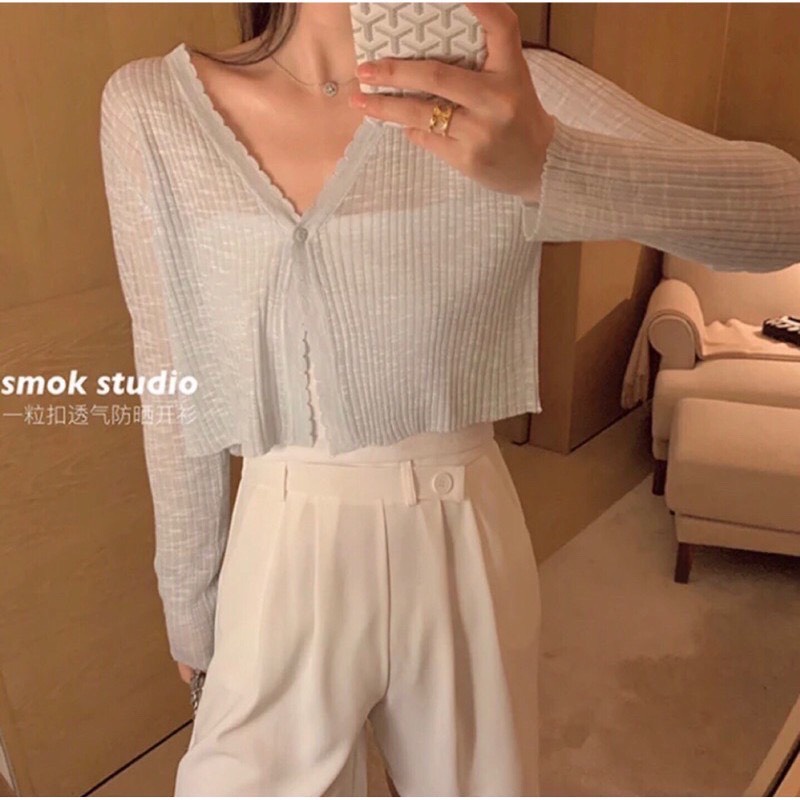 Áo Khoác Len Mỏng Cardigan Màu Pastel Muối Tiêu Cực Hot Hit TOTICHAN AK08