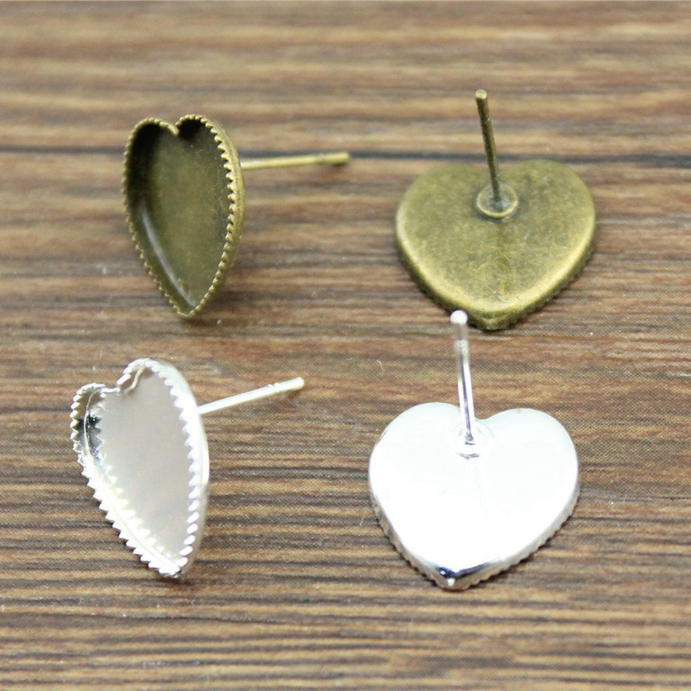 CHARMS Bông Tai Hình Trái Tim 10mm 12mm