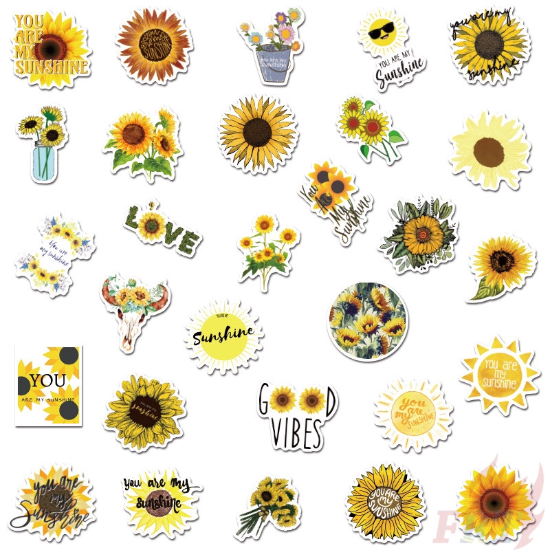 Bộ 50 miếng hình dán dán họa tiết hoa hướng dương You are my sunshine