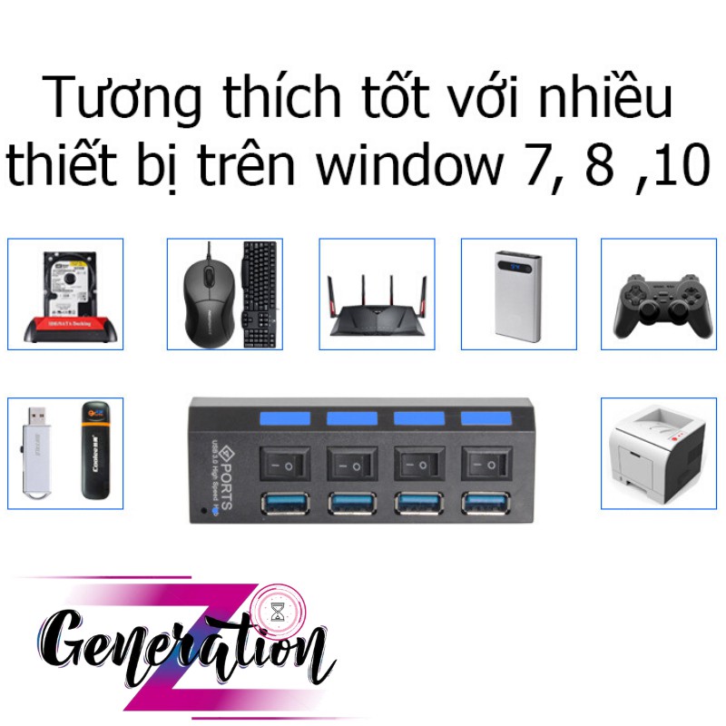 Hub USB 4 Port 3.0 Có Công Tắc