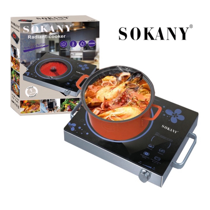 Bếp Điện Hồng Ngoại Cao Cấp SOKANY 2200W - Mặt Kính Chịu Nhiệt Chống Trầy - Không Kén Nồi