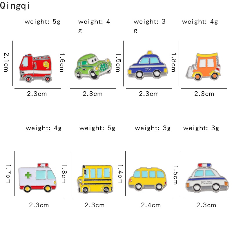 Ghim cài áo MISS ZOE chủ đề xe cảnh sát/ xe buýt hoạt hình xinh xắn