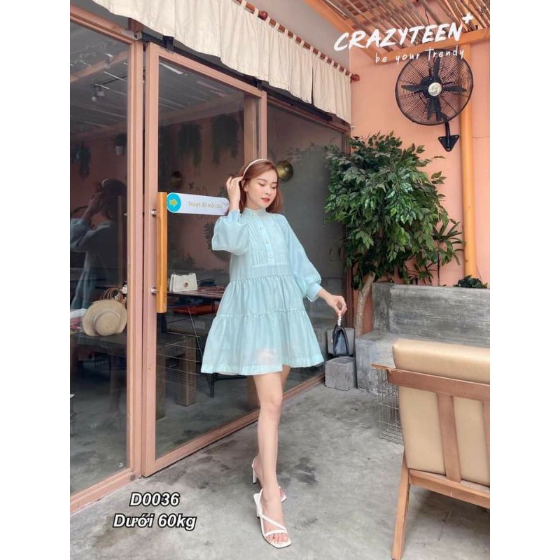 ĐẦM BABYDOLL CỔ TRỤ TAY LỠ.