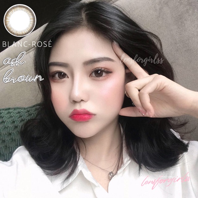 <lẻ 1 chiếc 1,5-3-6 độ-date 2/2022> Kính áp tròng cao cấp BLANC ROSE - ASH BROWN (PC Hydrogel-Hsd 6 tháng)