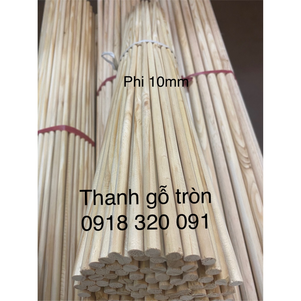 COMBO 10 Thanh gỗ tròn dài 40cm, 50cm, 60cm, 80cm, 1m phi 1cm/Thanh gỗ thông tròn dùng decor, handmade