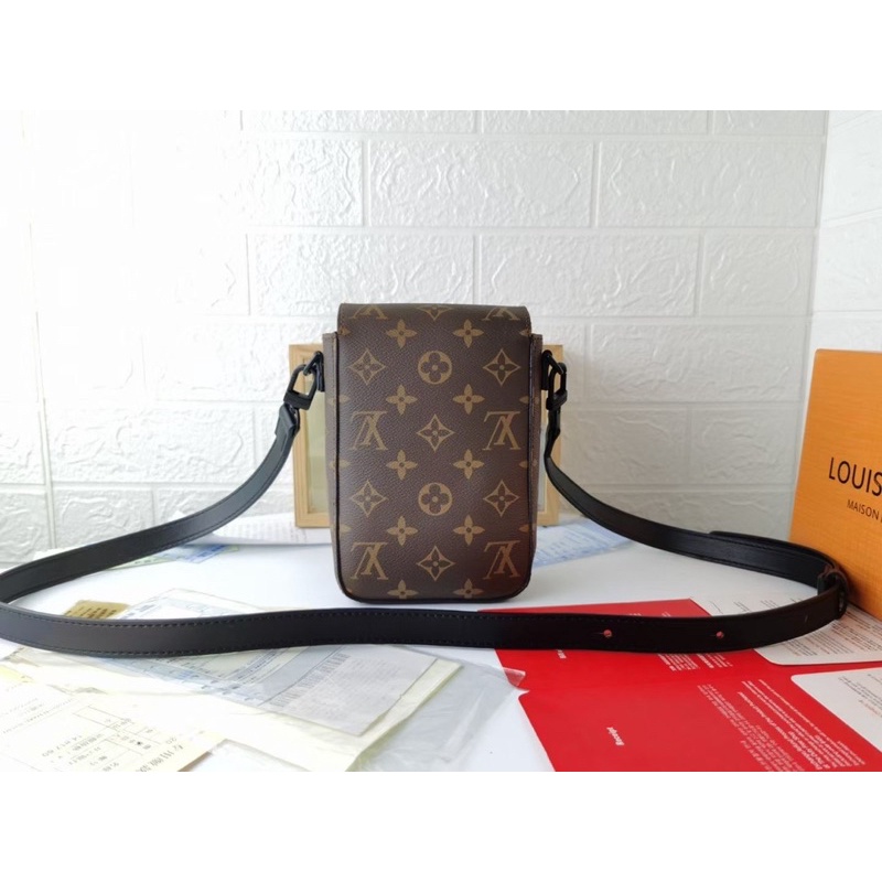 💥HÀNG 1:1💥Túi hộp L.V. mini đeo chéo vai FULLBOX_Túi L.V. nắp cài vân hoa da thật nhập khẩu New