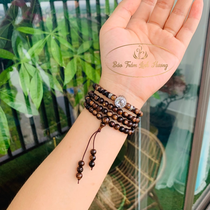 Vòng Trầm Hương 108 Hạt Mix Bạc 925 Chuỗi Tràng Đeo Tay Cổ Tự Nhiên 4 6 8mm Cao Cấp Quà Tặng Nam Nữ - 108 Sánh