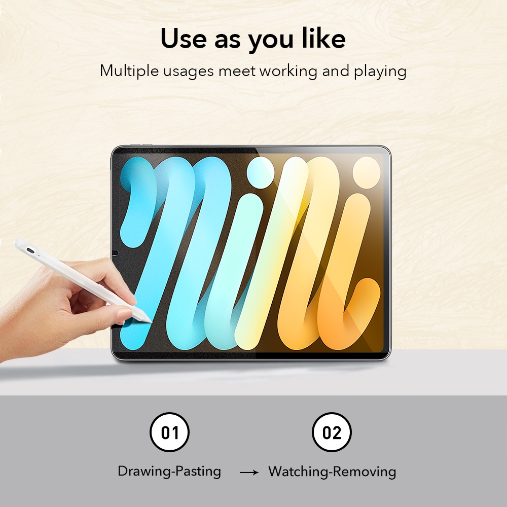Miếng dán từ tính ESR bảo vệ màn hình cho iPad 9 2021/8/7 (10.2 inch) / Mini 6