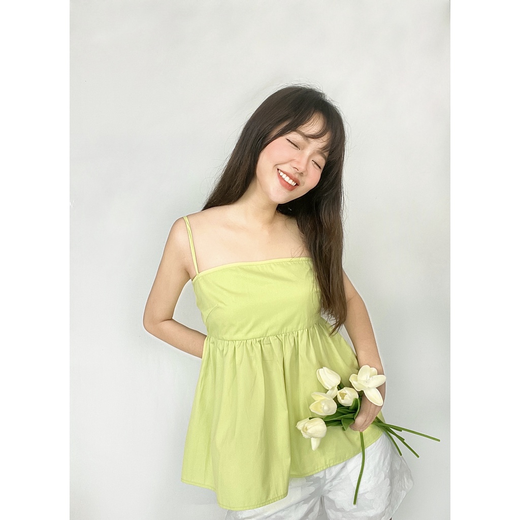 Áo hai dây babydoll HEYBEE chất vải kate, 2 màu hot trend -  ALFIE BABYDOLL TOP HT681