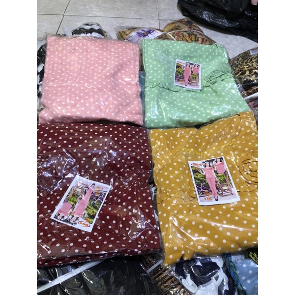 Đồ bộ vải lụa bông bi cỡ 9 5 tấc