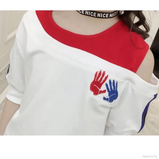 Set Áo Trễ Vai + Quần Short Dễ Thương Cho Bé Gái