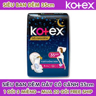 Băng Vệ Sinh Kotex Siêu Ban Đêm Có Cánh 35cm ( 1 Gói 3 Miếng - Dài 35cm )