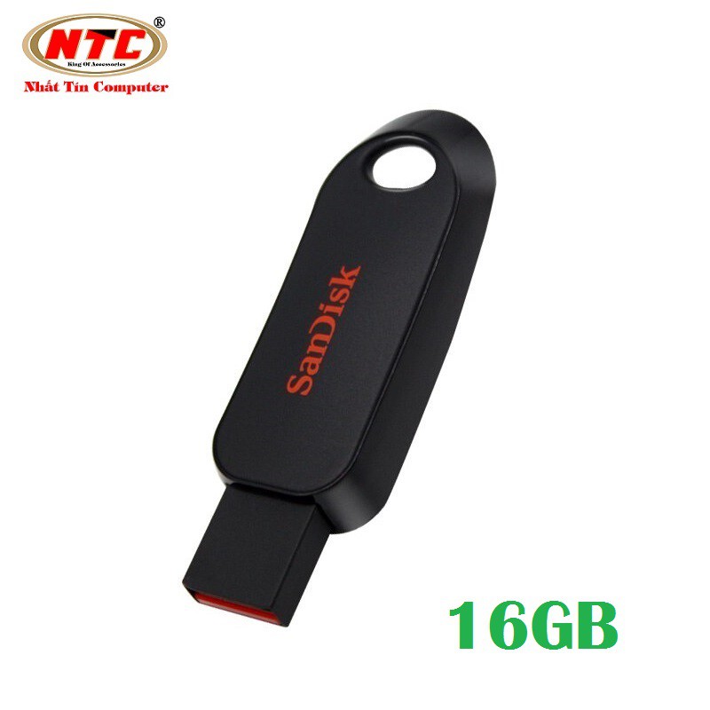 USB 2.0 Sandisk CZ62 Cruzer Snap 16GB kiểu trượt (Đen)