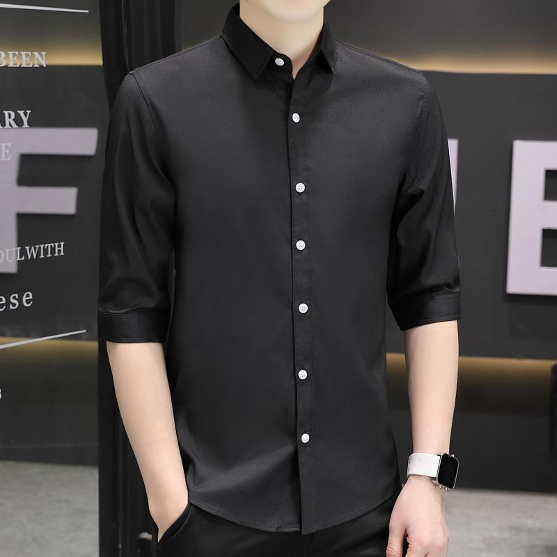 Áo Sơ Mi Tay Lửng Màu Trơn Dễ Phối Đồ Thời Trang Công Sở Phong Cách Hàn Quốc 2023 Cho Nam