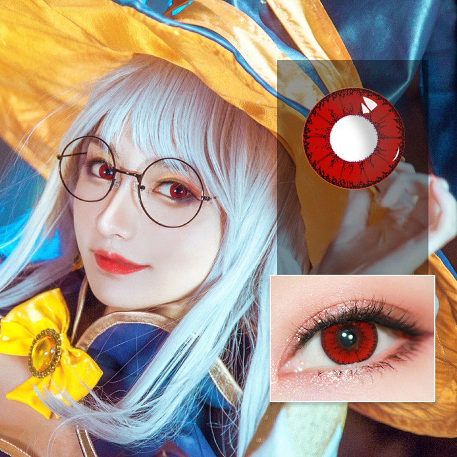 2pcs Kính áp tròng có màu dùng để hóa trang nhân vật hoạt hình cosplay Sáu màu sắc Mỹ Đồng